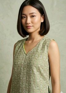 Elegant Printed Sleeveless Kurta Top