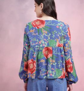 DressBerry Floral Print Puff Sleeve Top 💙🌸