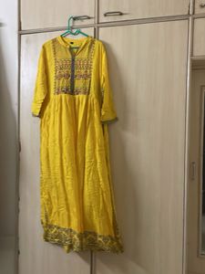 Vibrant Yellow Embroidered Kurta
