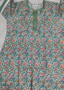 Biba Brand Kurta Churidar Set In Green Colour