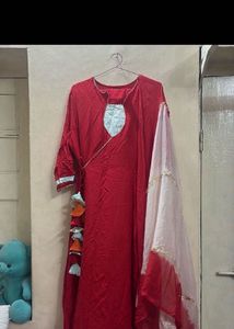 Red Kurta with Dupatta and pants