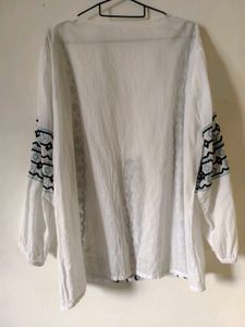 Embroidered White Cotton Top