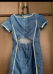 Denim Dress with Piping Detail
