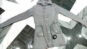 Grey Woolen Long Cardigan / Coat with Belt