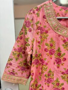 Elegant Pink Floral Kurta with Embellishments