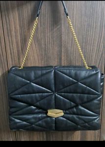 MANGO Stylish Quilted Black Shoulder Bag