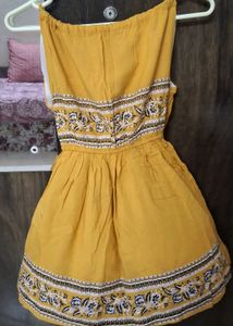 Yellow halter neck short kurti