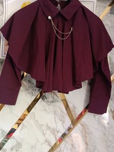 Maroon Cape Style Blouse