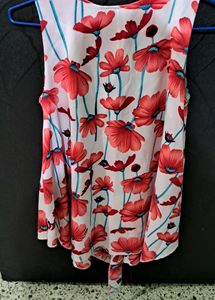 Beautiful Asymmetric Floral White Chiffon Top