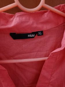 Coral Button-Up 3/4 Sleeve Shirt