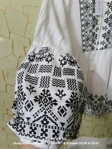 White Embroidered Boho Tunic Top
