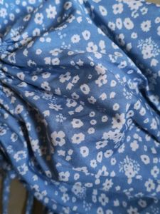 Blue Floral Off-Shoulder Midi Dress