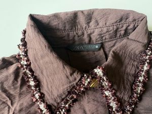 Zara Elegant Brown Button-Up Shirt