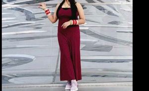 Maroon Striped Maxi Jumpsuit