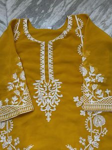 Mustard Yellow Embroidered Kurta
