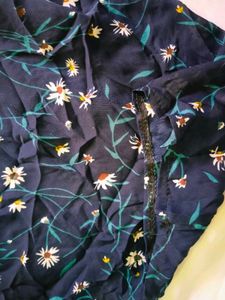 thrifted Floral Print Ethnic Gown