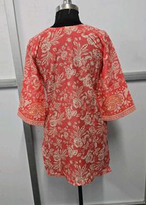 pinkish orange short kurta