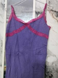 Purple Camisole with Pink Lace Trim