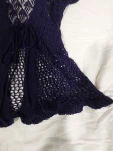Purple Crochet tie-front Cardigan