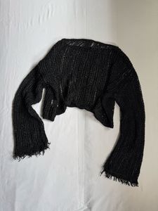 Black Sheer Cropped Sweater