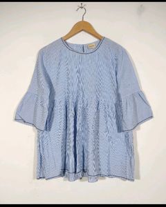 Pure Cotton Sky Blue Striped Top