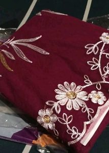 Unstitched Material Embroidered Kurta Set with Dup