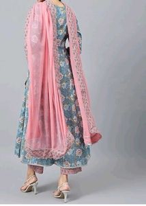 Floral Print Kurta Set with Dupatta