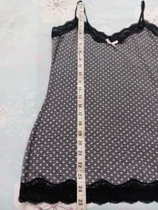 Cute Polka Dot Sleep Cami with Lace Trim