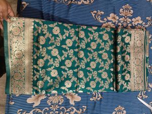 Elegant Teal Banarasi Silk Saree
