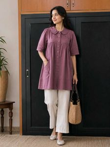 “Mauve Peter Pan Collar Tunic"