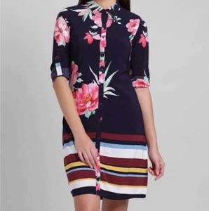 ZINK LONDON Navy Floral Button-Up Shirt Dress