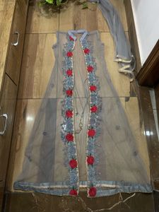 Grey Embroidered Lehenga Choli Set
