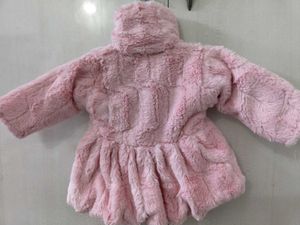 Cute Pink Faux Fur Coat, frock and pant