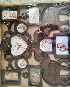 Family Photo Frame With Clock Wall Hanging