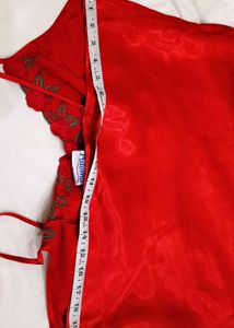 beautiful satin red lingerie set 👍