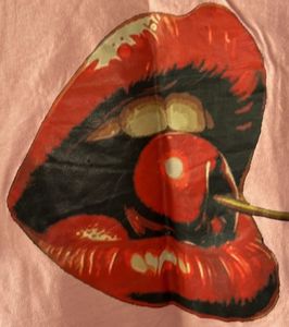 SHEIN Pink Lips Cherry Crop Top