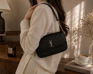Chic Black YSL  Quilted Shoulder Bag