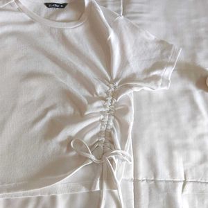 White Ruched Side T-Shirt
