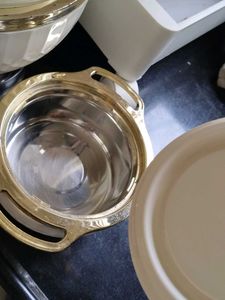 Elegant White &amp; Gold Serving Bowls Set