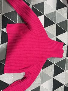 Pink Turtleneck Knit Pullover