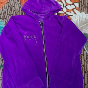 Purple Velour "York" Zip-Up Hoodie