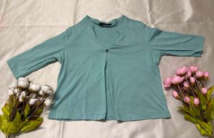 Mint Green V-Neck Top