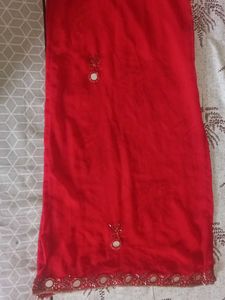 Red Ethnic Dress with Mirror Work