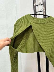 Green Cropped Knit Sweater