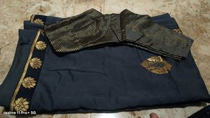 Elegant Grey Saree with Gold Border