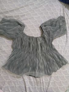 Grey Puff Sleeve Top