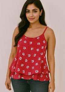 Red Floral Tank Top