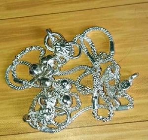 Silver Tone Anklet with Charms