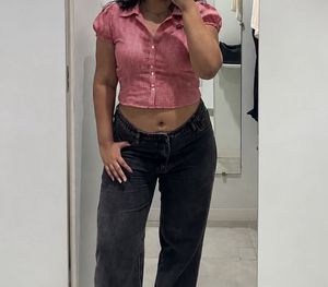 Cute Red Gingham Button-Up Crop Top