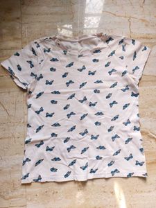 Cute Butterfly Print Regular T-Shirt